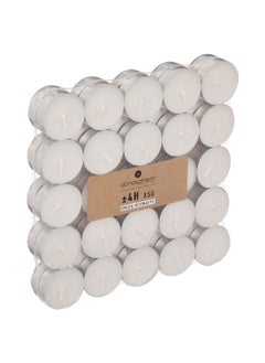 atmosphera 50-Piece Decorated Fragrance Free Tea Light Candle White 3.7 x 1.2 x 3.7 cm 103110  - Image 1