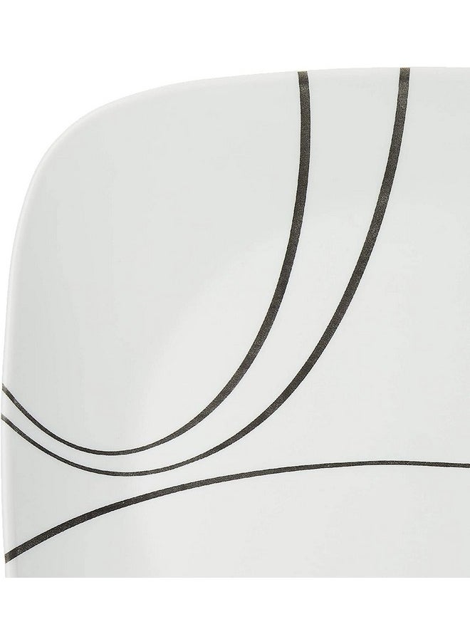Corelle Vitrelle 6-Piece Dinner Plates Set, Triple Layer Glass and Chip Resistant, Lightweight Square 10-1/2-Inch Plates, Simple Lines