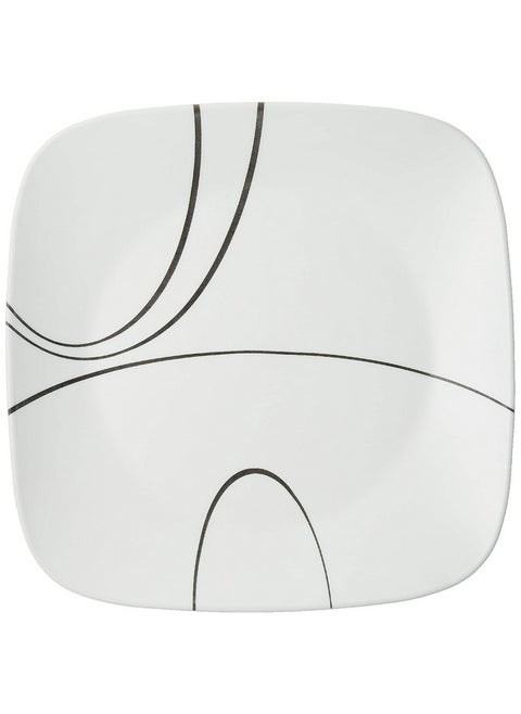 Corelle Vitrelle 6-Piece Dinner Plates Set, Triple Layer Glass and Chip Resistant, Lightweight Square 10-1/2-Inch Plates, Simple Lines