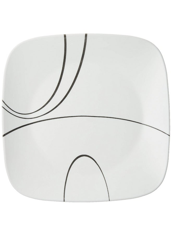 Corelle Vitrelle 6-Piece Dinner Plates Set, Triple Layer Glass and Chip Resistant, Lightweight Square 10-1/2-Inch Plates, Simple Lines
