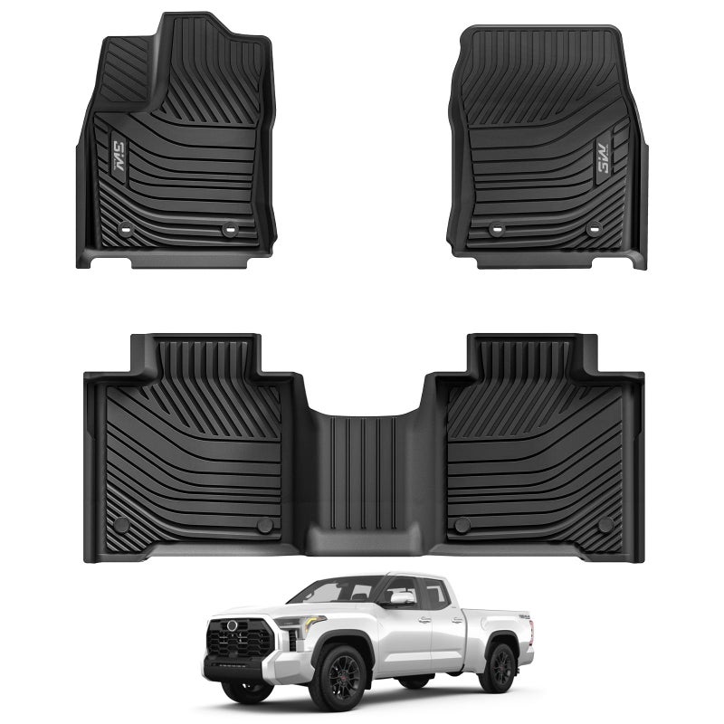 3W Floor Mats Fit 20222026 Toyota Tundra Only for CrewMax Cab TPE All Weather Custom Fit Floor Liner for Tundra SRSR5TRD PROLimitedPlatinumCastone Accessories Car Mats Easy Clean