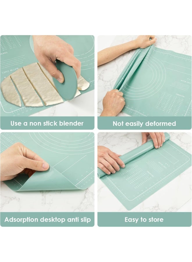 HOMESTAR Silicone Baking Mat Set with Rolling Pin and Dough Scraper Heat Resistant Silicone Pastry Pad Nonstick Rectangular Cookie Mat for Pizza Dough Cookies - Image 2