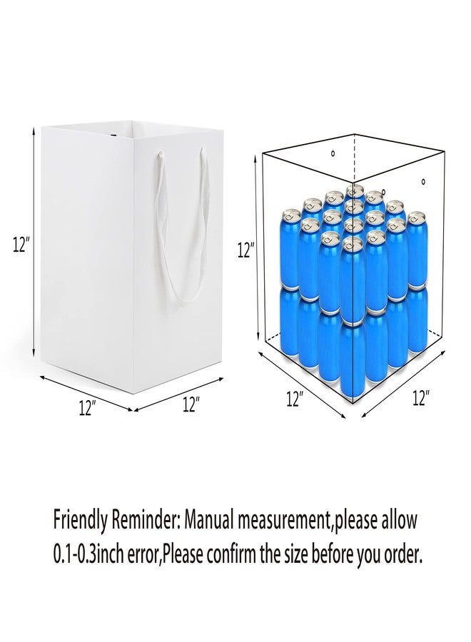 HUAPRINT Large White Paper Gift Bags with Handles, 12 Pack, 12x12x12inch, Square Wedding, Party, Birthday, Goodie, Craft, Candy, Cookie, Take Out Bags - Image 2