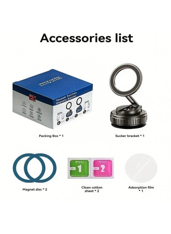 2025 Upgraded 360° Rotating Car Magnetic Phone Holder - Magnetic Vacuum Dual Fixation | 360° Rotation | Anti-slip and shockproof, super strong vacuum suction cup and foldable design, suitable for various smooth surfaces such as dashboard/gym/mirror/live broadcast, with free magnetic guide ring - Image 5