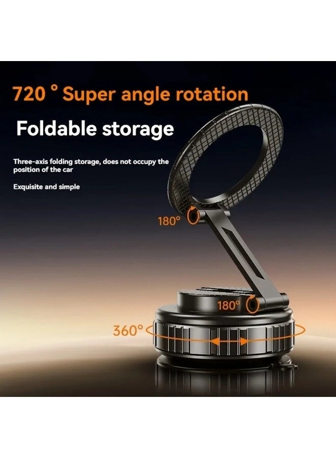 2025 Upgraded 360° Rotating Car Magnetic Phone Holder - Magnetic Vacuum Dual Fixation | 360° Rotation | Anti-slip and shockproof, super strong vacuum suction cup and foldable design, suitable for various smooth surfaces such as dashboard/gym/mirror/live broadcast, with free magnetic guide ring - Image 2