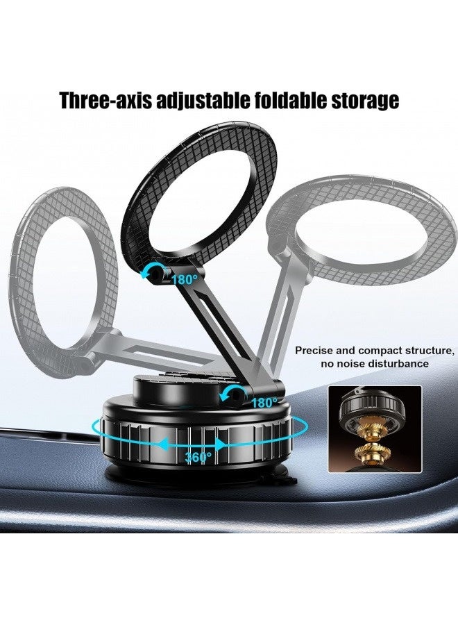 2025 Upgraded 360° Rotating Car Magnetic Phone Holder - Magnetic Vacuum Dual Fixation | 360° Rotation | Anti-slip and shockproof, super strong vacuum suction cup and foldable design, suitable for various smooth surfaces such as dashboard/gym/mirror/live broadcast, with free magnetic guide ring - Image 4