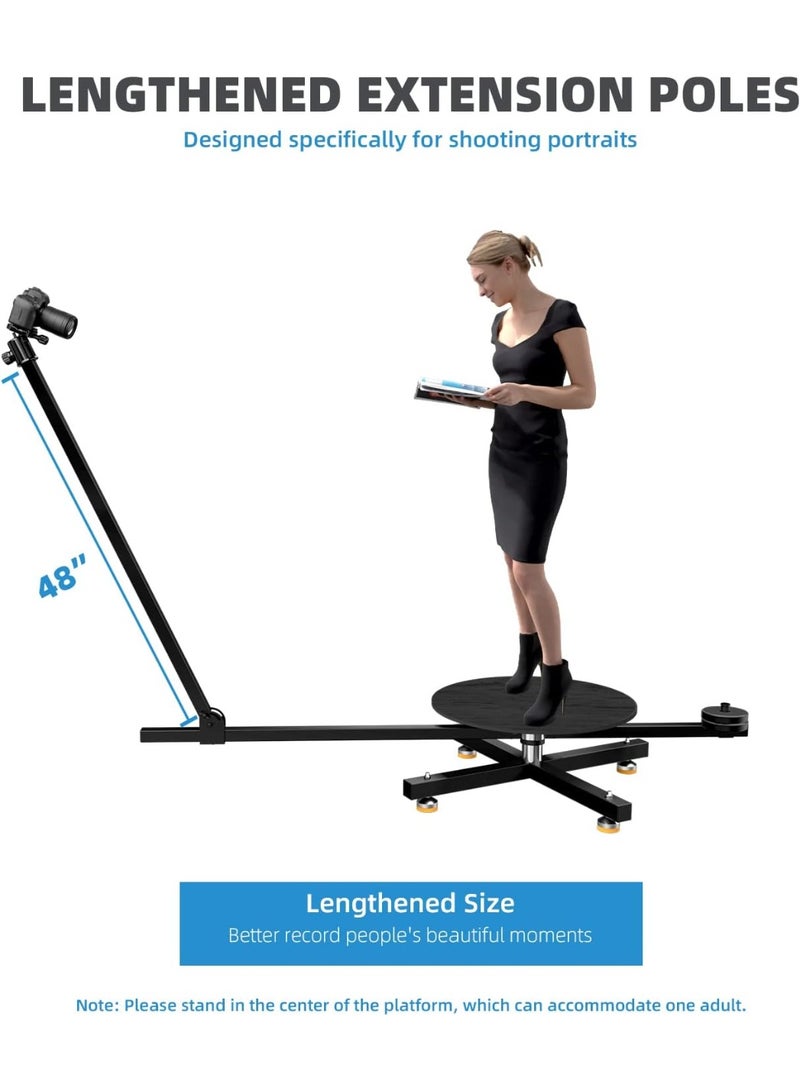 RAUBAY Y360MA1 360 Degree Spinner Extension Kit (Standard Version) – 48" Adjustable Poles, 20"x41" Background Kit, 330lbs Load Capacity, For Portrait, Bullet-Time & Product Photography - Image 2