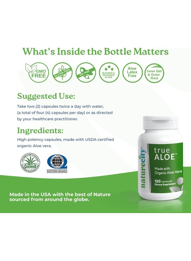 NatureCity NatureCity TrueAloe 100% Organic Aloe Vera Supplement - 120 Capsules per bottle  - Image 4