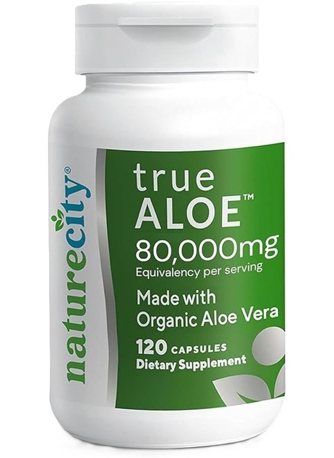 NatureCity NatureCity TrueAloe 100% Organic Aloe Vera Supplement - 120 Capsules per bottle  - Image 1