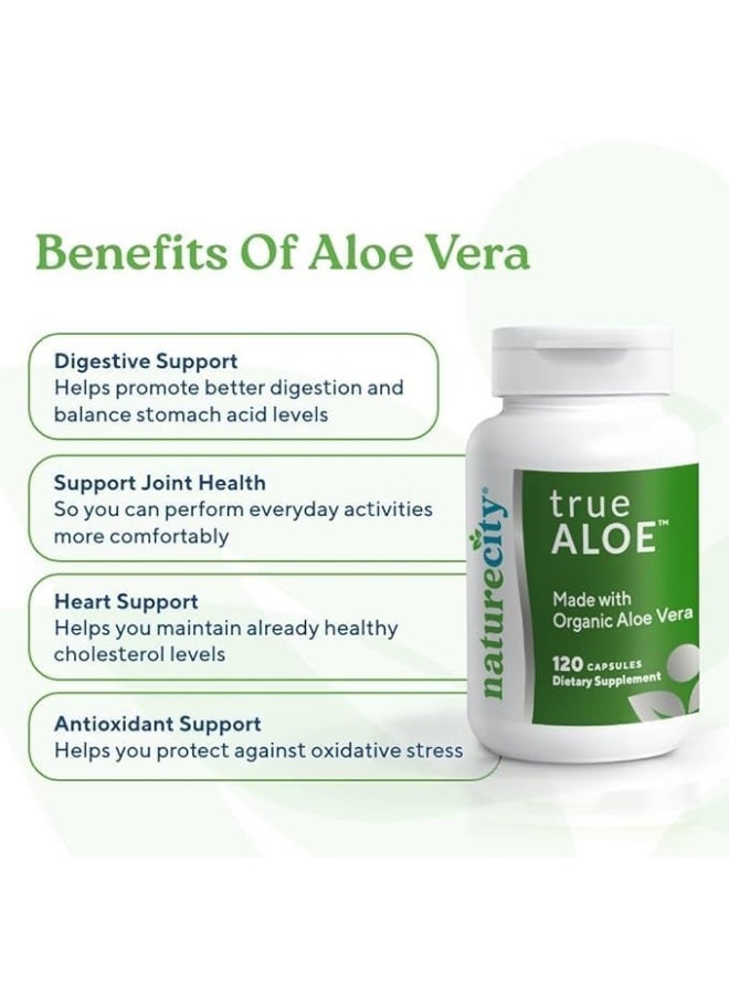 NatureCity NatureCity TrueAloe 100% Organic Aloe Vera Supplement - 120 Capsules per bottle  - Image 2