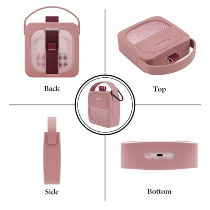 Protective Silicone Case Compatible with Bose SoundLink Micro 2nd Gen, Portable Speaker Cover with Keychain Hook, Soft Anti-Scratch Sleeve for Travel and Daily Use Pink - Image 4
