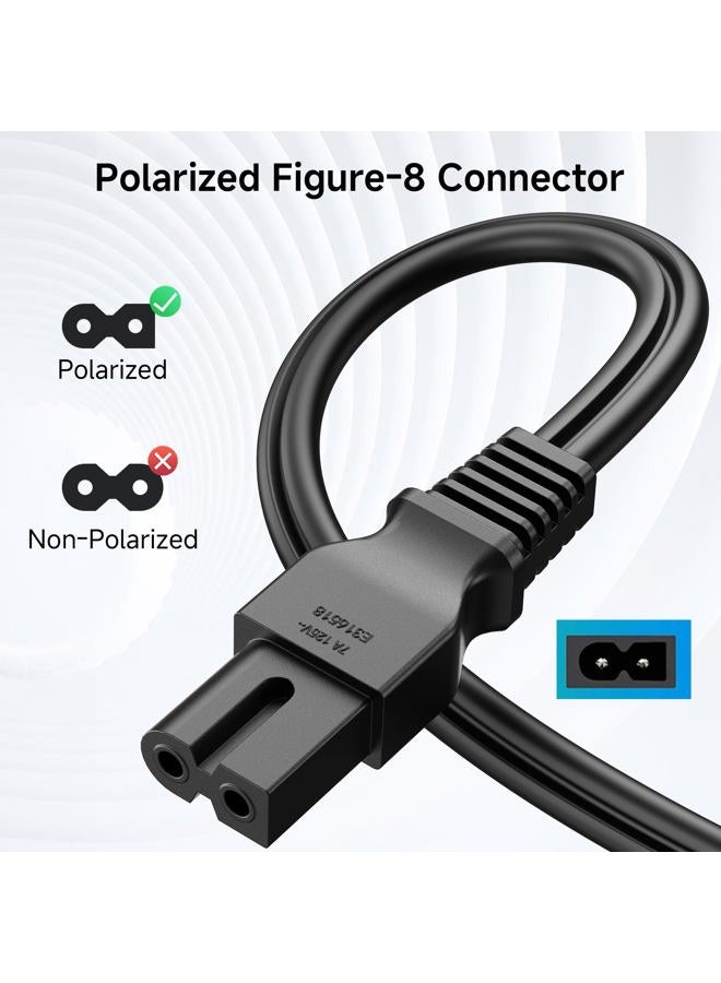 Cable Matters 2-Pack 2 Prong Vizio TV Power Cord Replacement - 6ft, NEMA 1-15P to IEC C7, Polarized AC Power Cord for PS2, TV, and More - Image 2