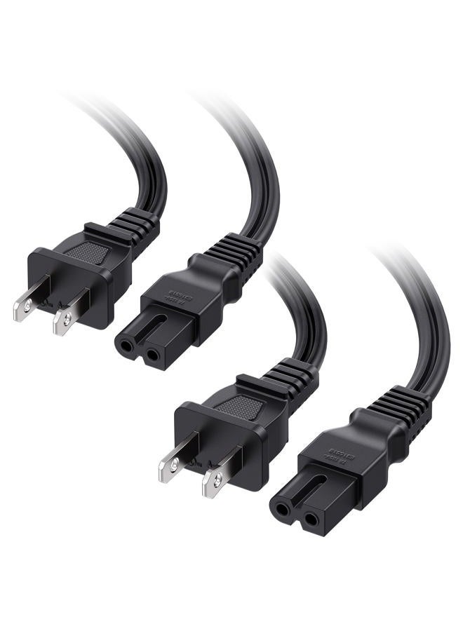 Cable Matters 2-Pack 2 Prong Vizio TV Power Cord Replacement - 6ft, NEMA 1-15P to IEC C7, Polarized AC Power Cord for PS2, TV, and More - Image 1