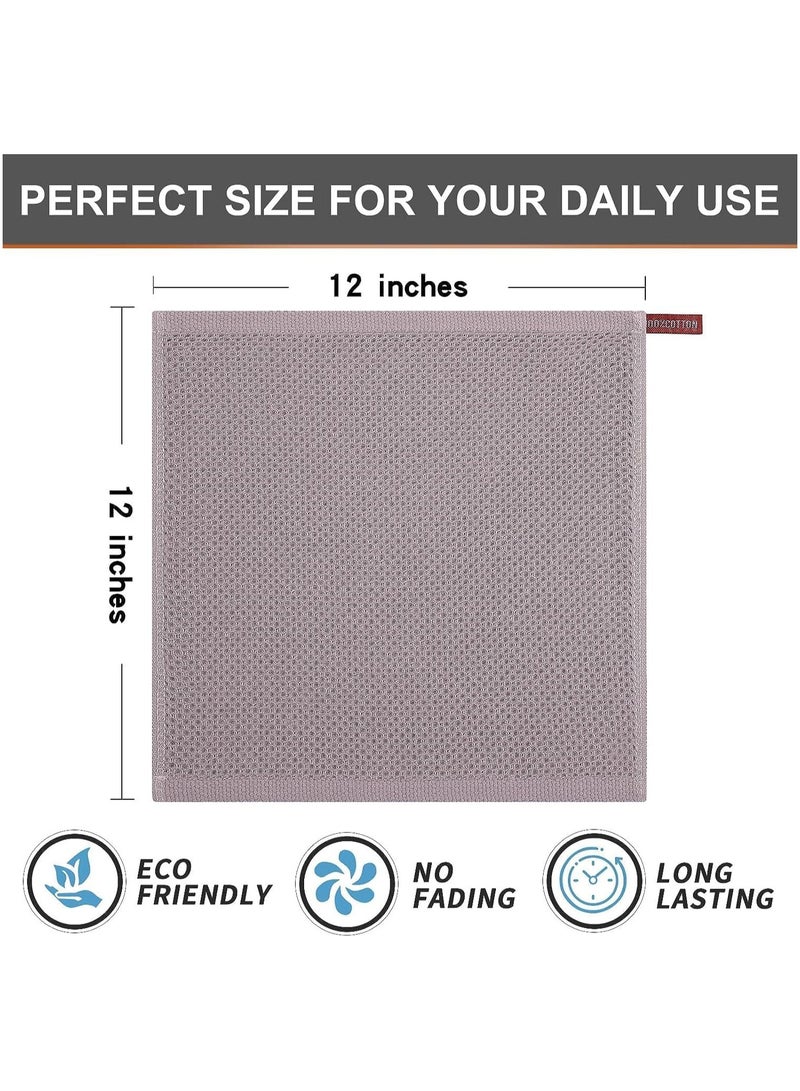 Fasola 6 Pack 100% Cotton Kitchen Dish Cloths, Waffle Weave Kitchen Towels and Dishcloths Sets, Soft and Absorbent Hand Towel Washcloths, 12x12 Inches (Multicolour) - Image 2