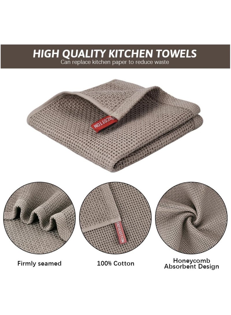 Fasola 6 Pack 100% Cotton Kitchen Dish Cloths, Waffle Weave Kitchen Towels and Dishcloths Sets, Soft and Absorbent Hand Towel Washcloths, 12x12 Inches (Multicolour) - Image 4