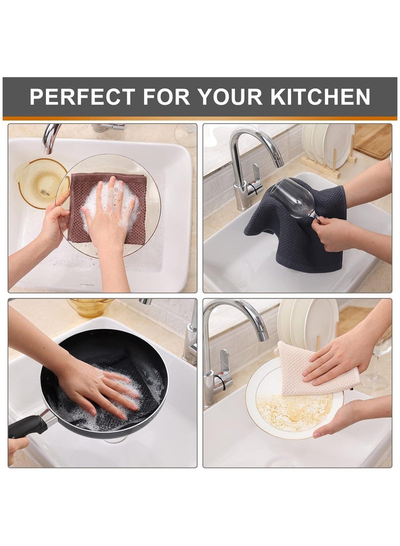 Fasola 6 Pack 100% Cotton Kitchen Dish Cloths, Waffle Weave Kitchen Towels and Dishcloths Sets, Soft and Absorbent Hand Towel Washcloths, 12x12 Inches (Multicolour) - Image 5