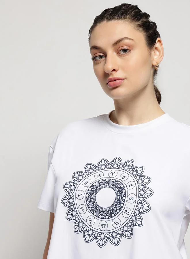 Zaecy  Mandala Scallop Top – Pearl White for Women | Best Price UAE