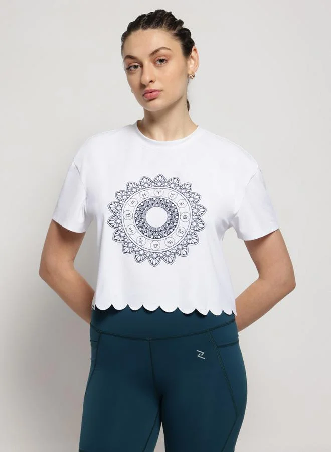 Mandala Scallop Top – Pearl White
