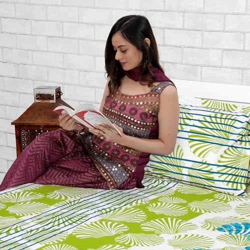 Divine Casa 144 TC 100% Cotton Bedsheet for Single Bed with 1 Pillow Cover (Size 145 X 223 cm, Geometric, Deep Aqua) - Image 5