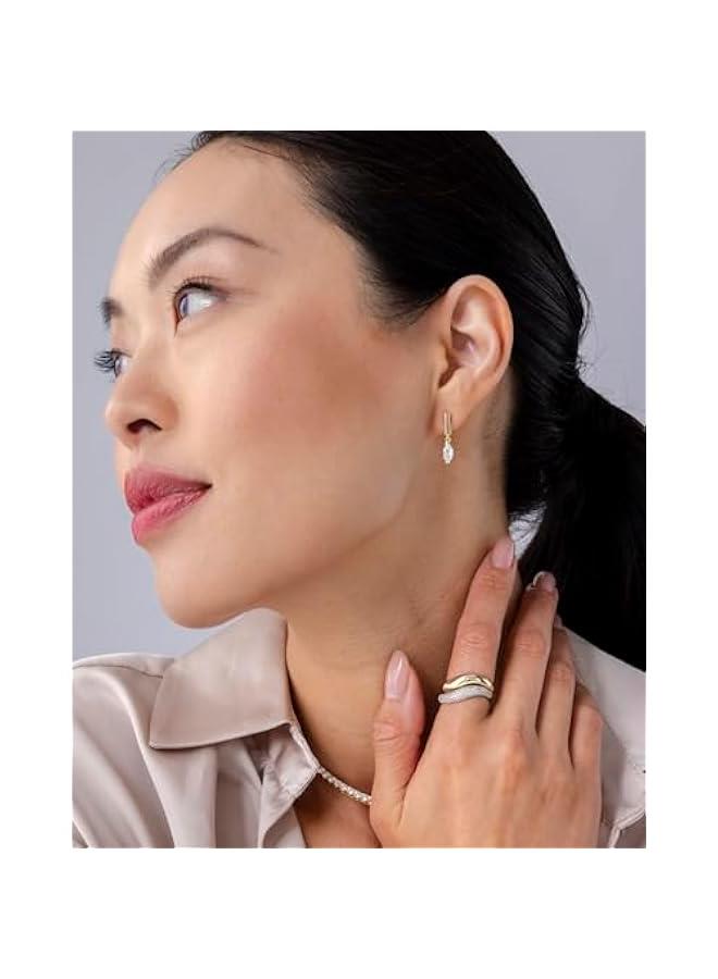 PAVOI 14K Gold Plated Sterling Silver Posts Mini Bar Drop Dangle Flatback Earrings for Women | Dainty Helix Cartilage Piercing Jewelry | Baguette Bezel Marquise Pearl Cubic Zirconia Screwback Stud Earrings - Image 4