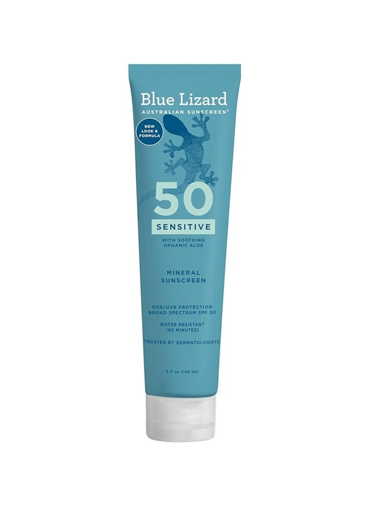 BLUE LIZARD Sensitive Mineral Water Resistant Sunscreen Lotion - UVA/UVB Protection - SPF 50 148 mL  - Image 1