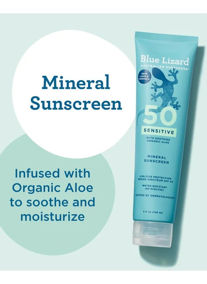 BLUE LIZARD Sensitive Mineral Water Resistant Sunscreen Lotion - UVA/UVB Protection - SPF 50 148 mL  - Image 2