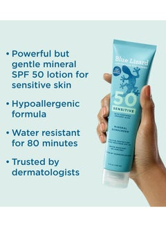 BLUE LIZARD Sensitive Mineral Water Resistant Sunscreen Lotion - UVA/UVB Protection - SPF 50 148 mL  - Image 4
