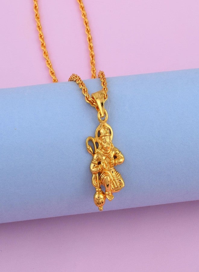 Memoir Goldplated Brass Ram Bhakt Hanuman Pendant BanjrangBali Hindu Temple Jewellery (PCJS2180) - Image 5