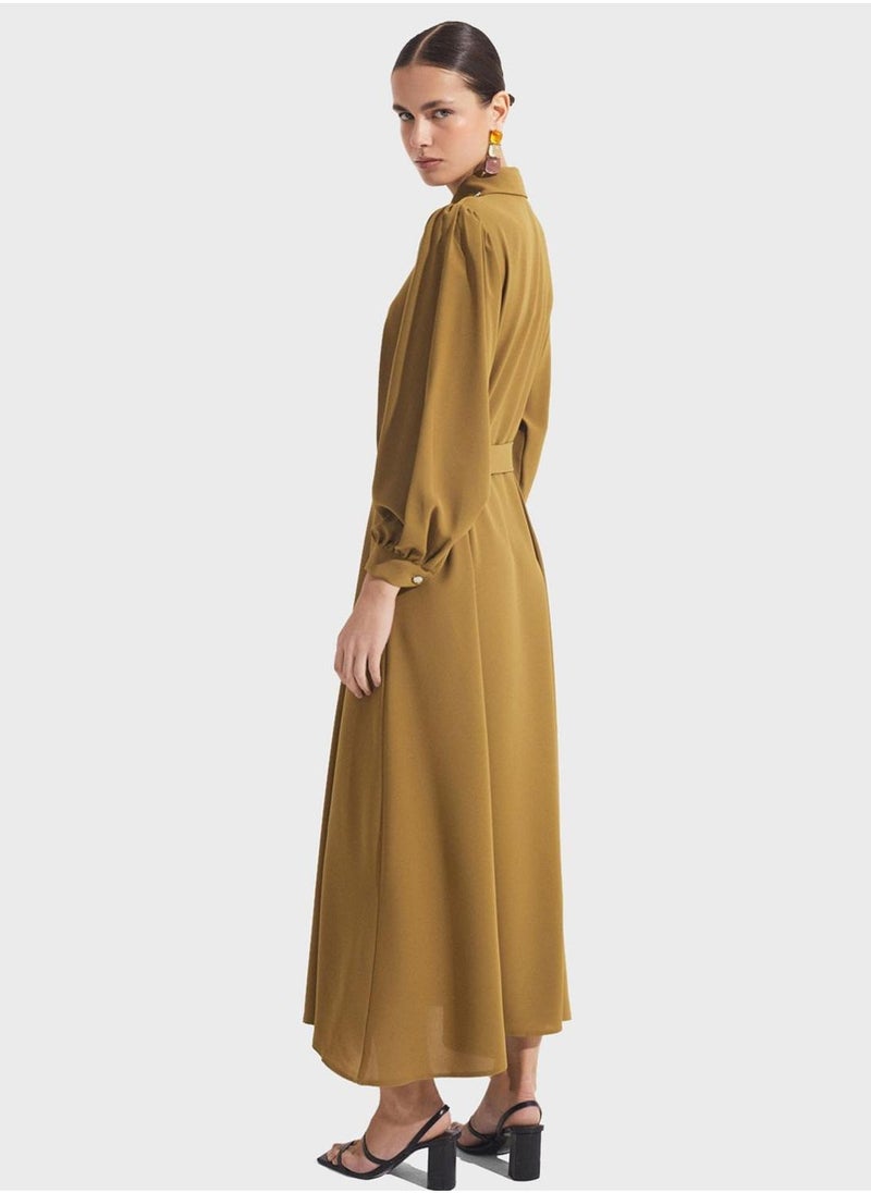 جون فستان ميدي برقبة مزخرفة - Image 2