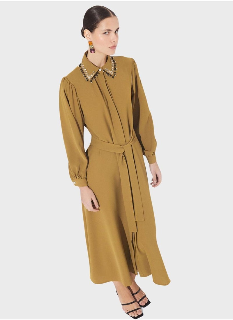 جون فستان ميدي برقبة مزخرفة - Image 1