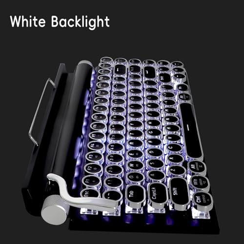 Adventurers Typewriter Style Retro Mechanical Keyboard, White Backlight, 83 Key Bluetooth 5.0 Blue Axis Compatible with Desktop, Laptop, Mac and Mobile, Black, 12.3 x 6.6 x 1.6 Inches - Image 2