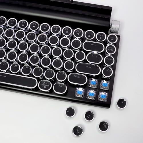 Adventurers Typewriter Style Retro Mechanical Keyboard, White Backlight, 83 Key Bluetooth 5.0 Blue Axis Compatible with Desktop, Laptop, Mac and Mobile, Black, 12.3 x 6.6 x 1.6 Inches - Image 5
