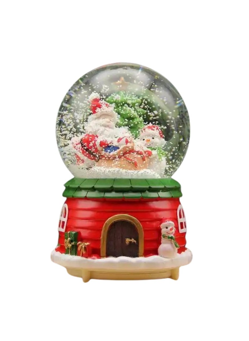 KuJo Christmas Snow Globe Colourful Light Crystal Ball Decor Resin Decorative Dome Water Globes for Gift Rotating Santa Claus Glitter Snowman Winter Tree Glass with Snow Snow Globe 14 cm  - Image 1