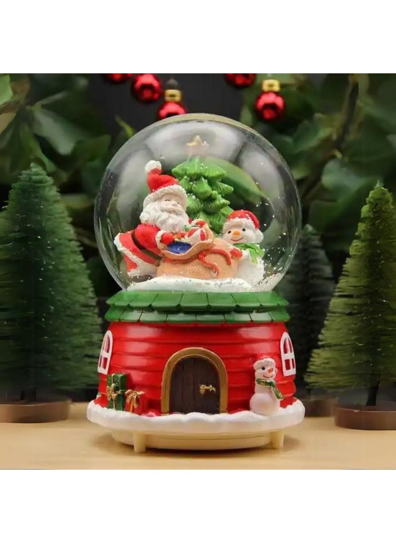 KuJo Christmas Snow Globe Colourful Light Crystal Ball Decor Resin Decorative Dome Water Globes for Gift Rotating Santa Claus Glitter Snowman Winter Tree Glass with Snow Snow Globe 14 cm  - Image 5