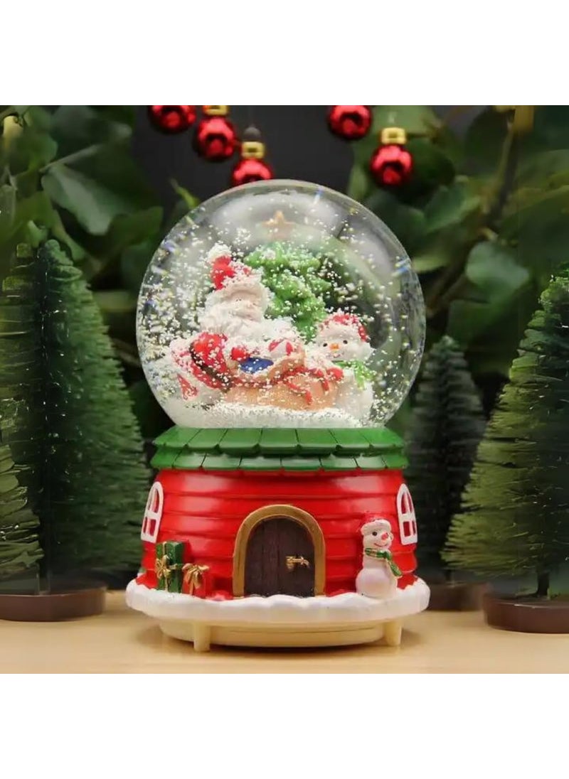 KuJo Christmas Snow Globe Colourful Light Crystal Ball Decor Resin Decorative Dome Water Globes for Gift Rotating Santa Claus Glitter Snowman Winter Tree Glass with Snow Snow Globe 14 cm  - Image 4