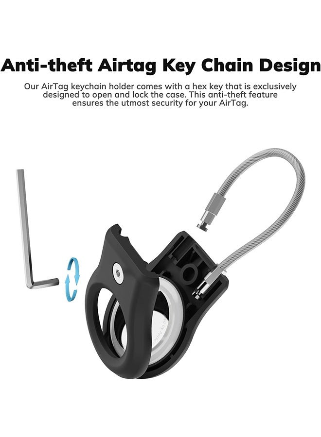 Compatible with Apple AirTag Secure Holder with Wire Cable  1 Pack Air Tag Lock Case Keychain Key Ring Key Chain Luggage tag for Keys Luggage More Men Women's Keyrings - Image 2