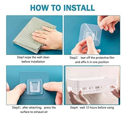 GETZET Multipurpose Plastic 2 Pc Bathroom and Kitchen Shelf Wall Mounted Holder Storage Rack Super Adhesive Bathroom Shower Accessories Rack Organizer. - Image 5