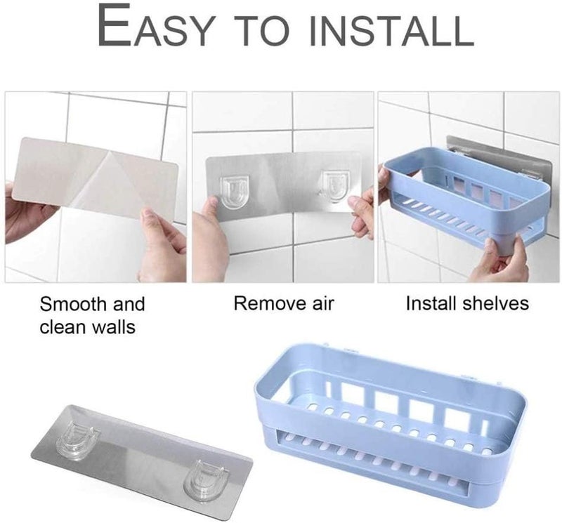 GETZET Multipurpose Plastic 2 Pc Bathroom and Kitchen Shelf Wall Mounted Holder Storage Rack Super Adhesive Bathroom Shower Accessories Rack Organizer. - Image 4