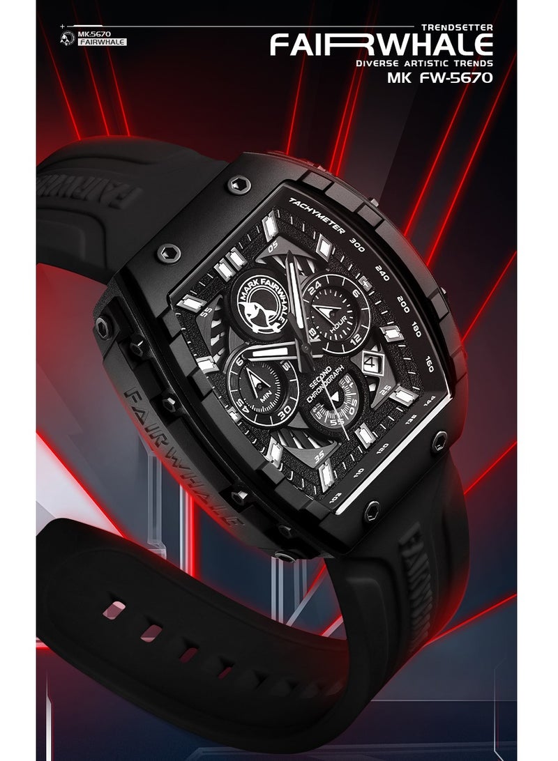 Mark Fairwhale Watches for Men Watch Quartz Luxury Water Resistant Resin Strap Watch 5670 - Image 2