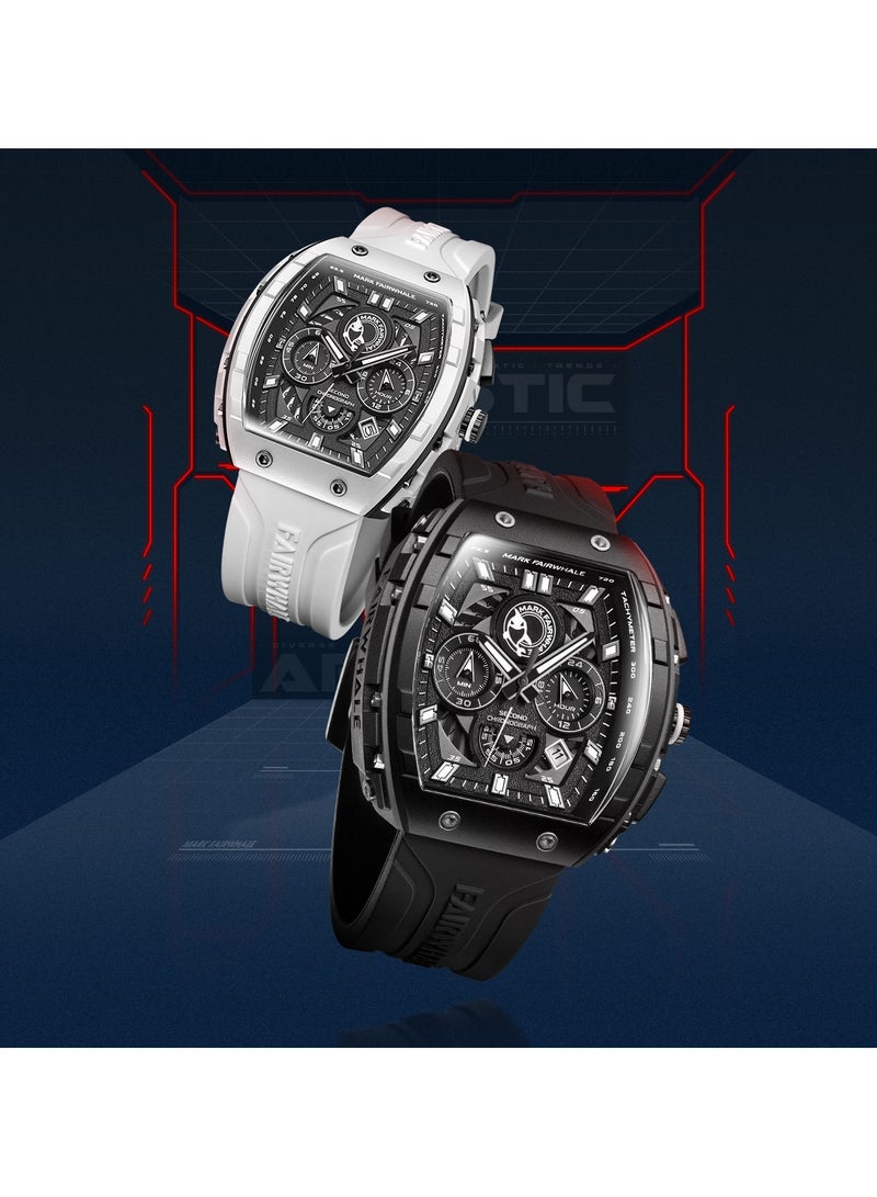 Mark Fairwhale Watches for Men Watch Quartz Luxury Water Resistant Resin Strap Watch 5670 - Image 3