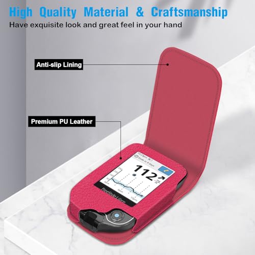MEDMAX PU Protective Case with Detachable Hanging Lanyard for Freestyle Libre 3 2 / Libre Reader, Lightweight Shockproof Diabetic Storage Neck Sling Carrying Case with Carabiner Clip (Magenta) - Image 3