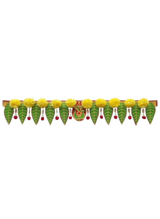 PREETENCY PREETENCYGanesh pan Toran with Artificial Yellow Marigold Flower Door Toran for Main gate Pack of 1  - Image 3