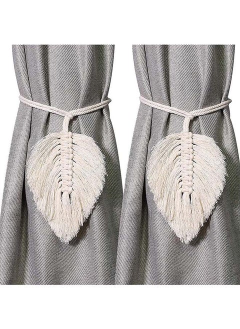 Curtain Tiebacks Macrame Holdbacks, 2pcs Cream-Colored Bohemian Home Decoration Inspiring