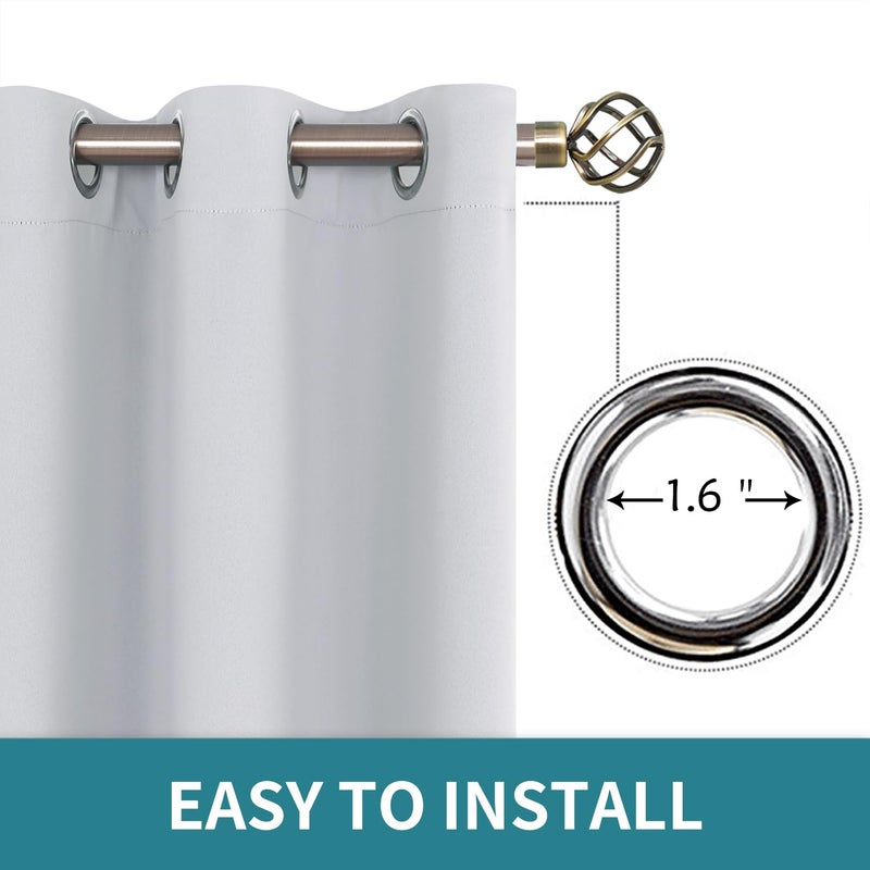 BGment Bgress Room Starkening Starter 63 بوصة الطول لغرفة النوم شمس حجب النافذة الحرارية الستار الستار لغرفة المعيشة 1 لوحة رمادية أبيض 42 بوصة - Image 5