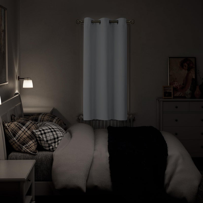 BGment Bgress Room Starkening Starter 63 بوصة الطول لغرفة النوم شمس حجب النافذة الحرارية الستار الستار لغرفة المعيشة 1 لوحة رمادية أبيض 42 بوصة - Image 2