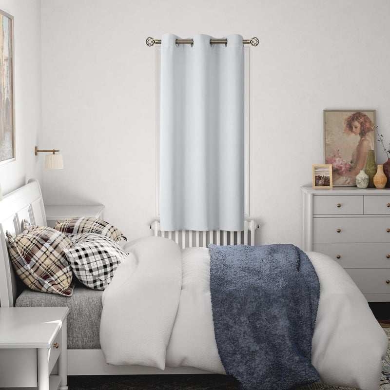 BGment Bgress Room Starkening Starter 63 بوصة الطول لغرفة النوم شمس حجب النافذة الحرارية الستار الستار لغرفة المعيشة 1 لوحة رمادية أبيض 42 بوصة - Image 1