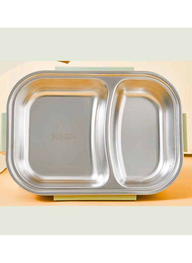 Twisoo Creative 2 Compartment Stainless Steel Lunch Box BPA Free Leakproof Clip Lock Ideal for Ice Cream and Steel Food Container Kids School Lunch box (Yellow ) - Image 5