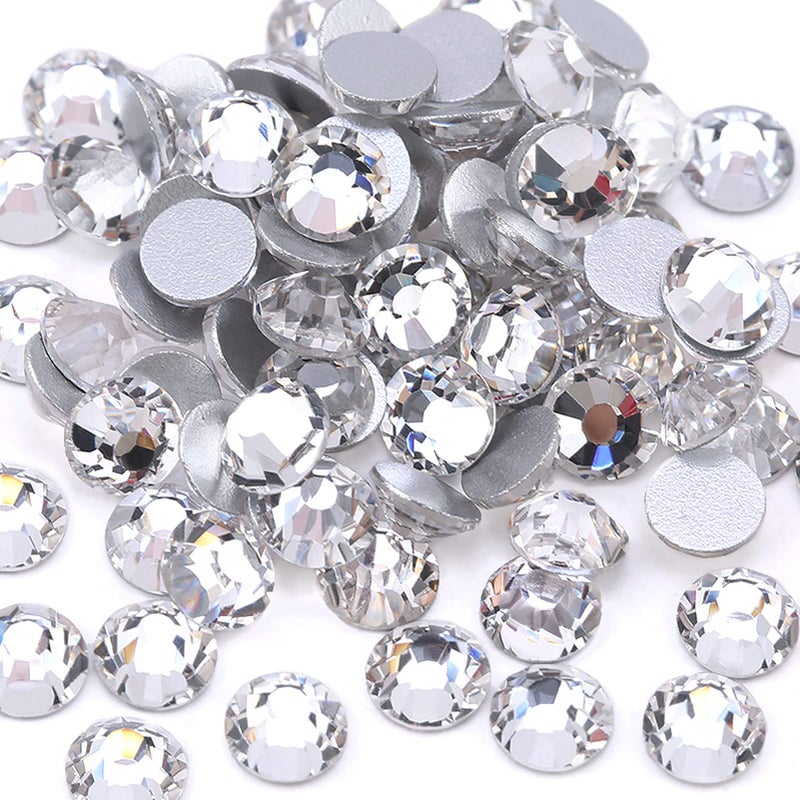 Towenm 200 Pieces Glass Flatback Crystal Rhinestones SS30 65mm Flat Back Crystals for Craft Clothes Nail Face Art Non Hotfix Round Flatback Crystals Loose Gemstones