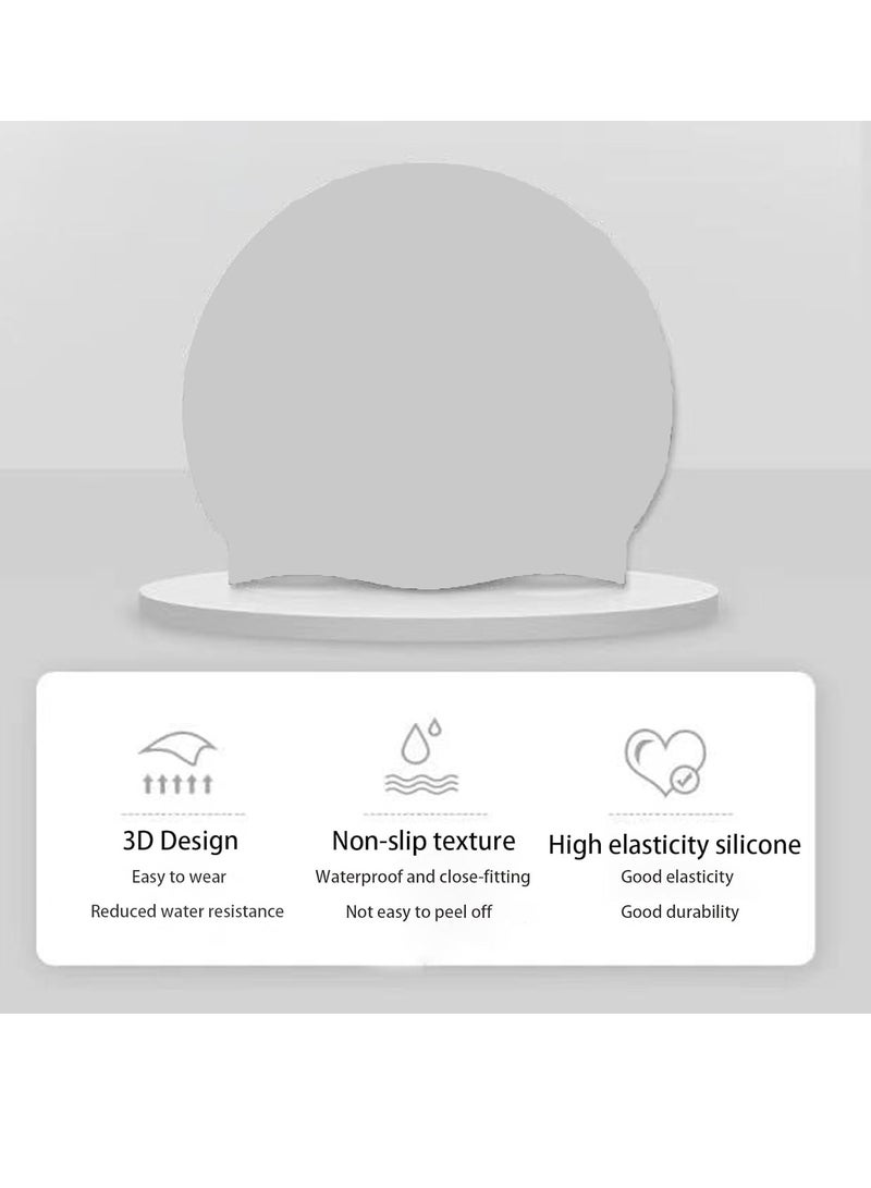 MUMS PLANET Silicone Swimming Cap, Non-Slip Flexible Fixed Swim Cap, Safe Waterproof with Storage Bag for Long and Short Hair for Women, Men, Kids, Ladies - Cap - Swimming cap-Swimming supplies - Image 2