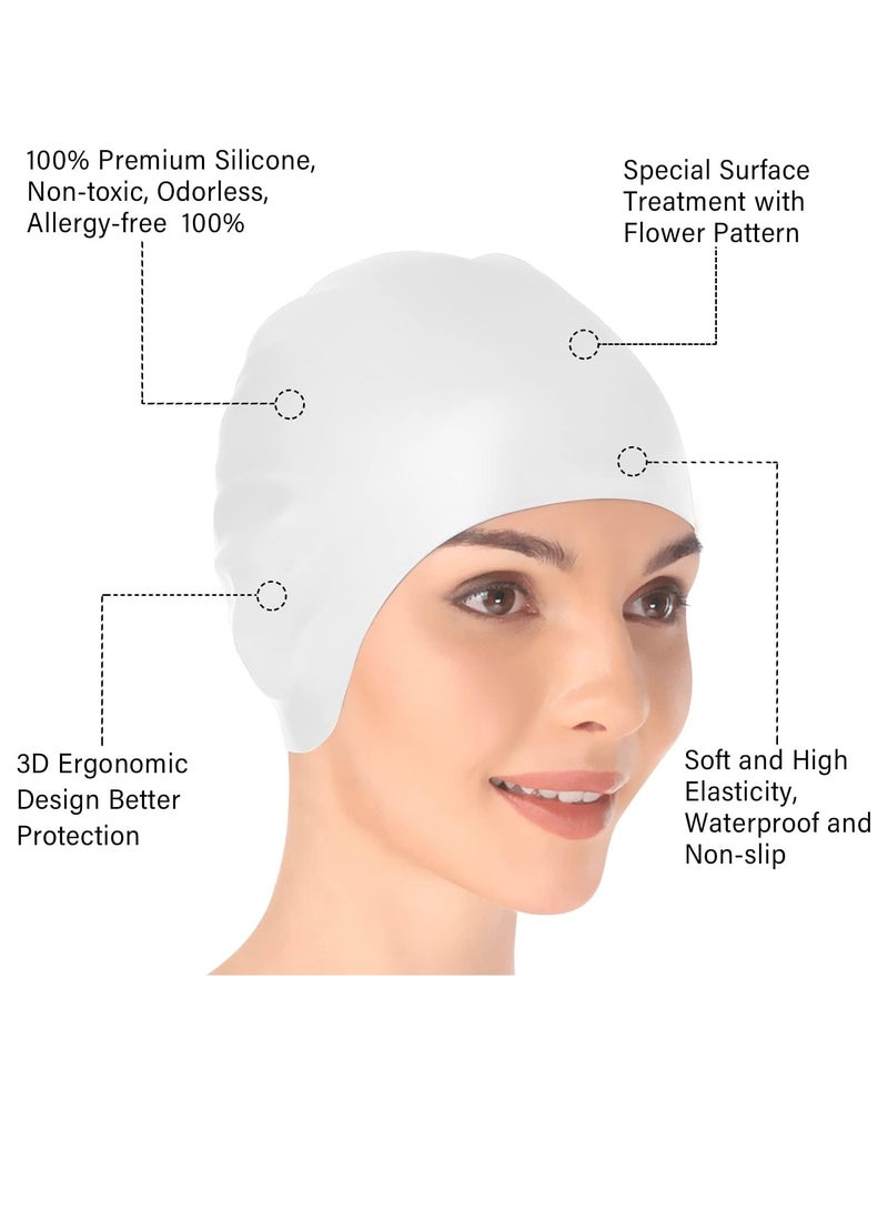 MUMS PLANET Silicone Swimming Cap, Non-Slip Flexible Fixed Swim Cap, Safe Waterproof with Storage Bag for Long and Short Hair for Women, Men, Kids, Ladies - Cap - Swimming cap-Swimming supplies - Image 5